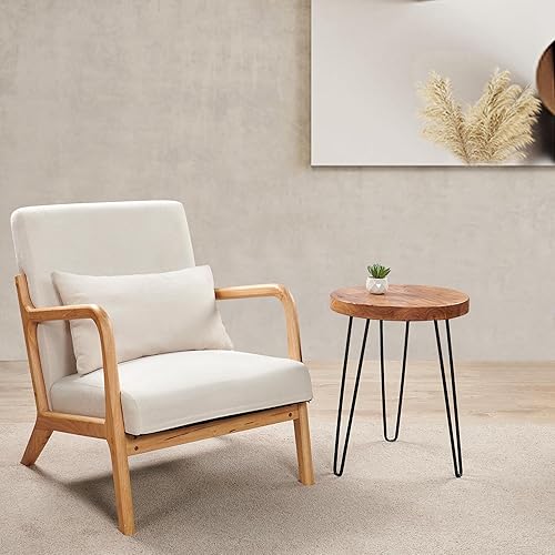 Miniatura 18 de Mesa auxiliar de madera maciza de 15 x 15 x 20 pulgadas de alto, mesas auxiliares de café vintage, soportes rústicos para plantas, sala de estar,