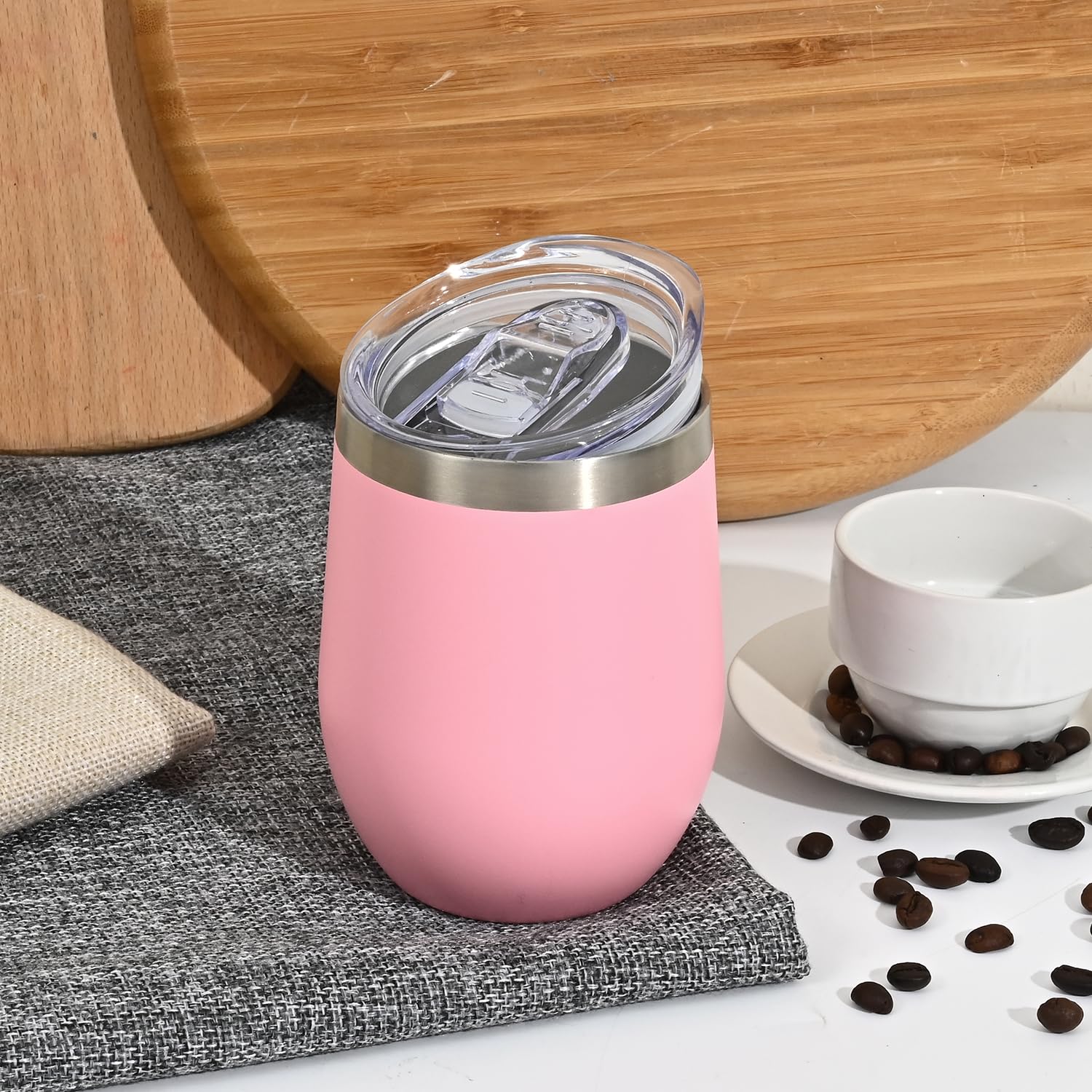 Joymaking Reusable Coffee Cup, Double Walled -Insulated Travel Mug Vacuum Stainless Steel Wine Tumbler with Spill Proof Lid - Image 2