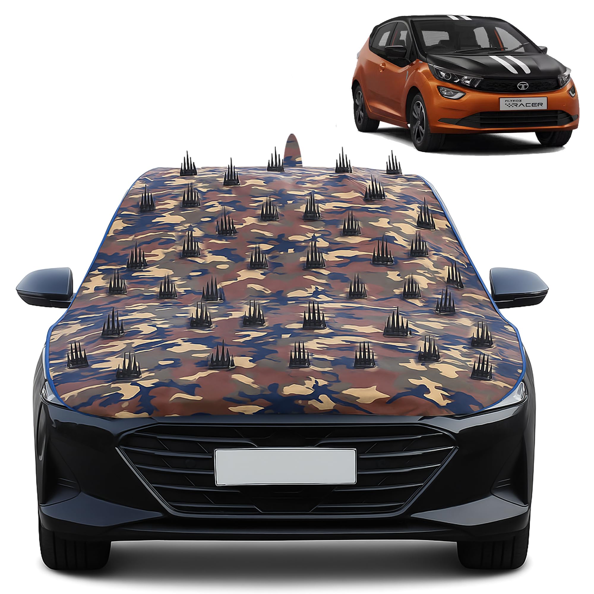 Spike Dog Proof Cover Tata Altroz Racer Anti Climb Nail Cover Protect Car from Dogs Monkey Sleep Climb at Bonet Dicky Roof Also Protect from Snow UVRay Dust with 4 Adjustable Hook Hold-image-17
