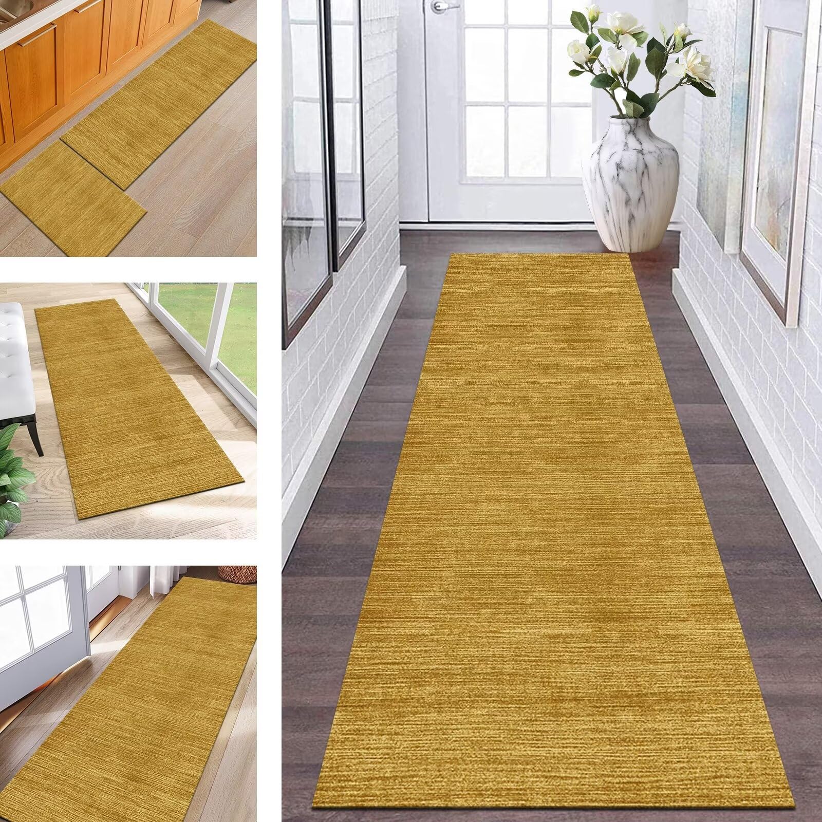 Tapis de couloir antidérapant cyan foncé de 120 x 300 cm pour une entrée de maison