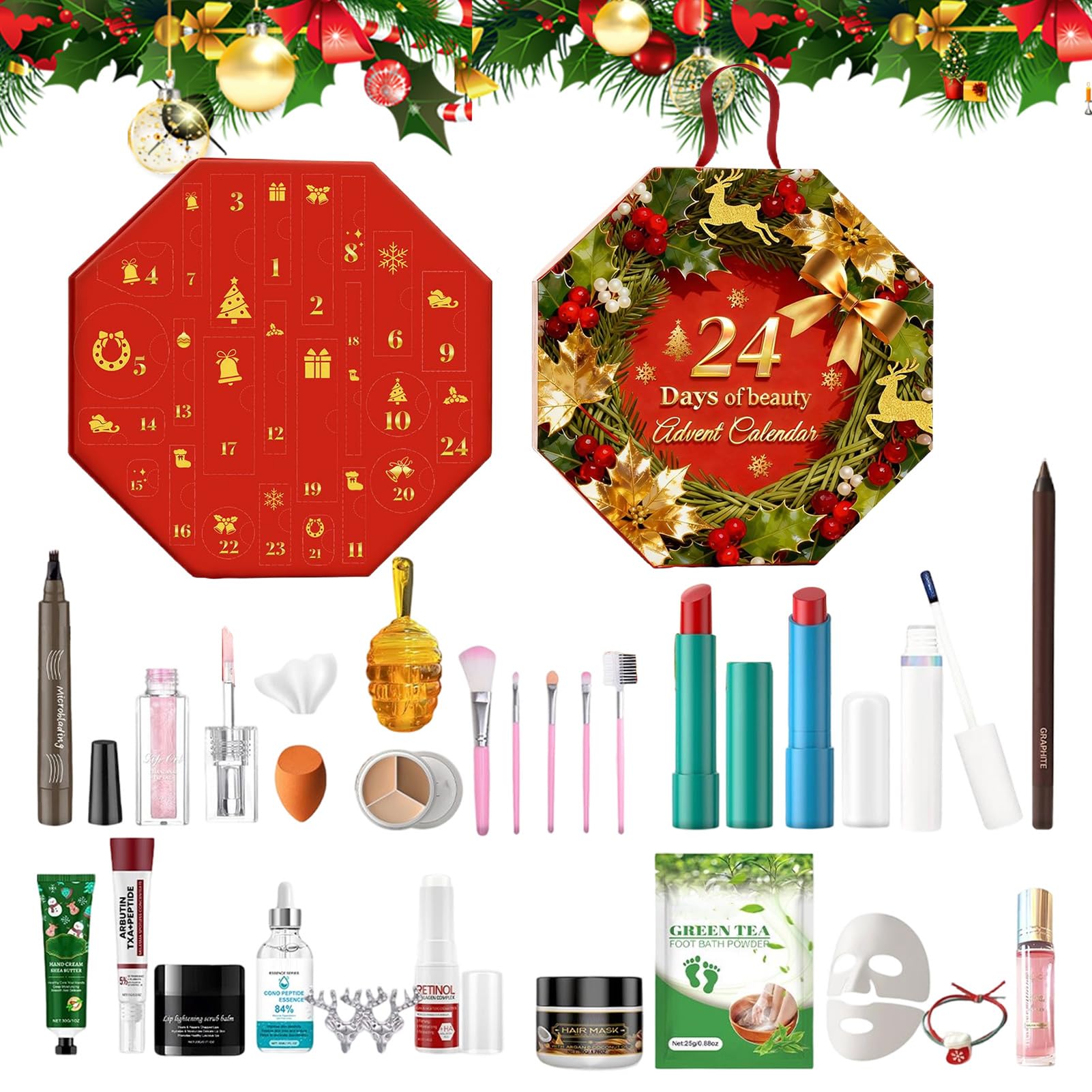 Cuenta Atrás De Belleza Set De Maquillaje Y Cuidado De La Piel De Navidad | Calendario De Adviento Cosmético Para Chicas Navideño Para Amantes Familia Amigos Madre Esposa Hija Novia