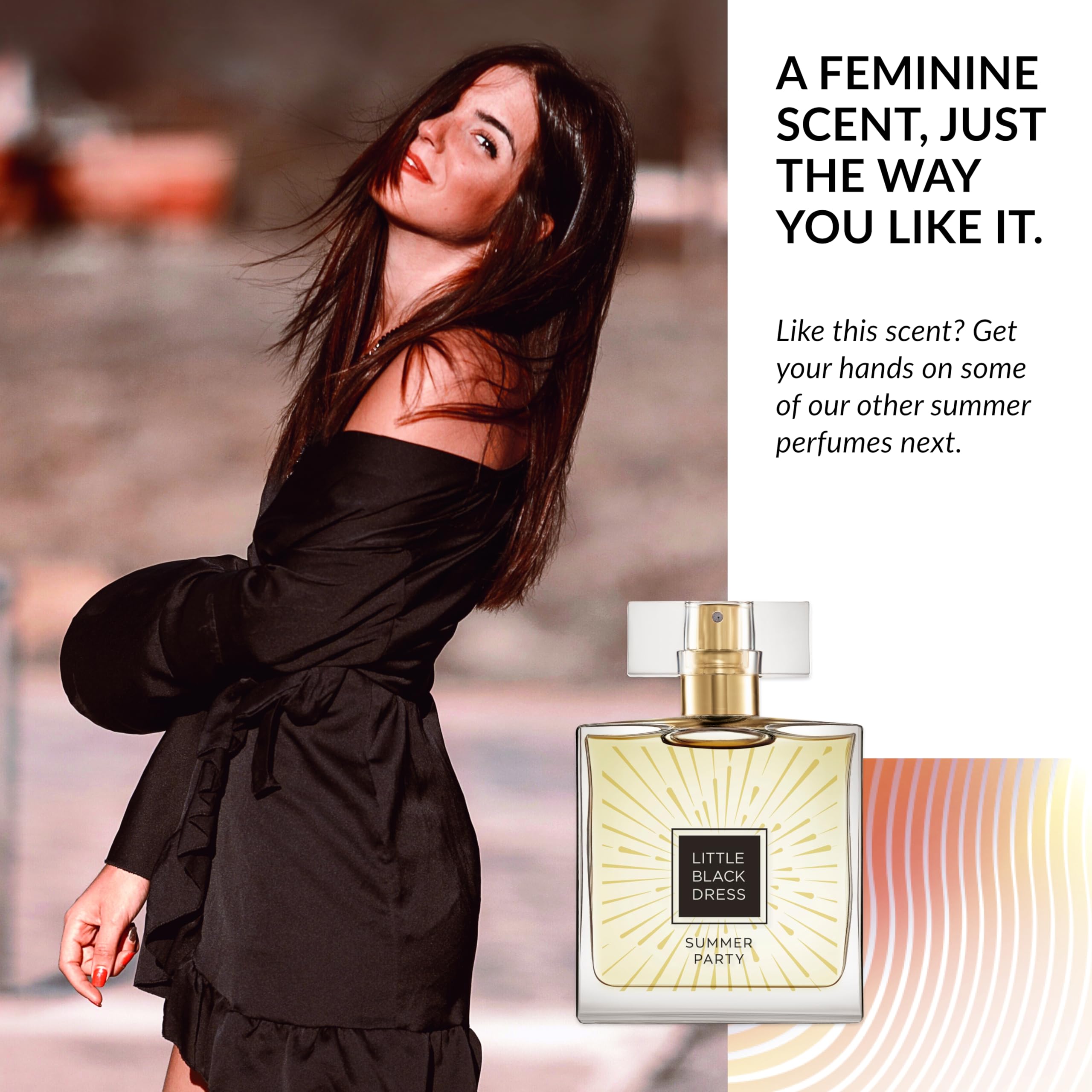 perfume black dress Avon Little Summer Party Eau de Parfum - 50ml Glamorous Illusion Bateau A-Line Syning af vintagekjoler The whole was placed Size:US 14 / UK 18 / EU 44
