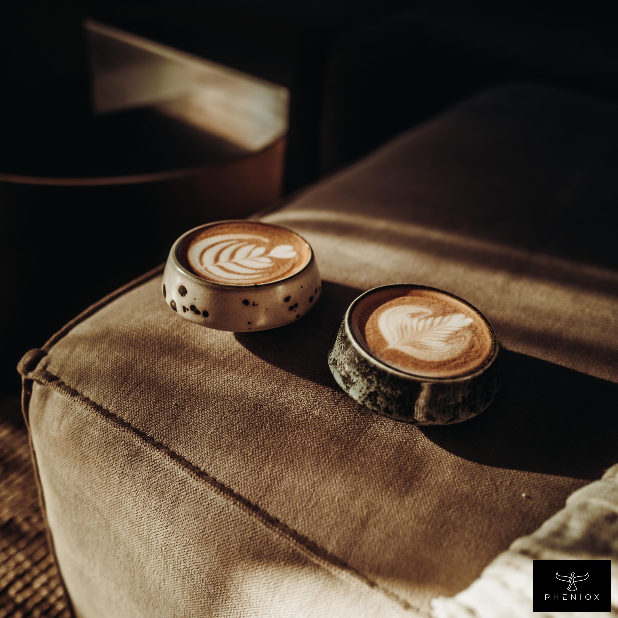 Pheniox | Cappuccino Tassen Set Barista - 2x 180 ml | hochwertige Latte Art Tassen aus Porzellan - Kaffeetassen ohne Henkel | zeitloses, modernes Design - spülmaschinenfest | Geschenk Mann Frau