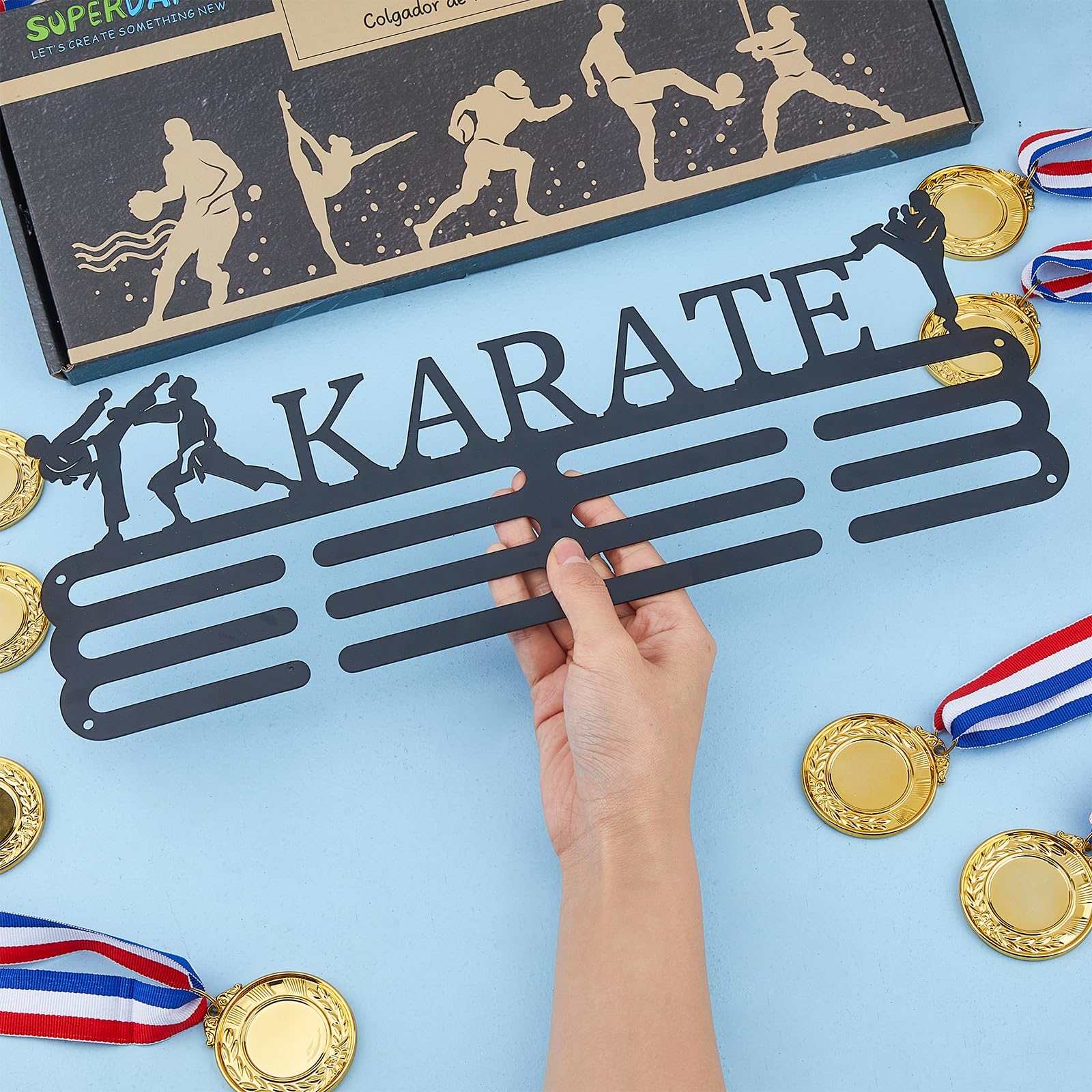 SUPERDANT Karate Medalla Titular Medallas Soporte de Exhibición Montaje En Pared Colgador Decoración Porta Medallas Más de 60 medallas