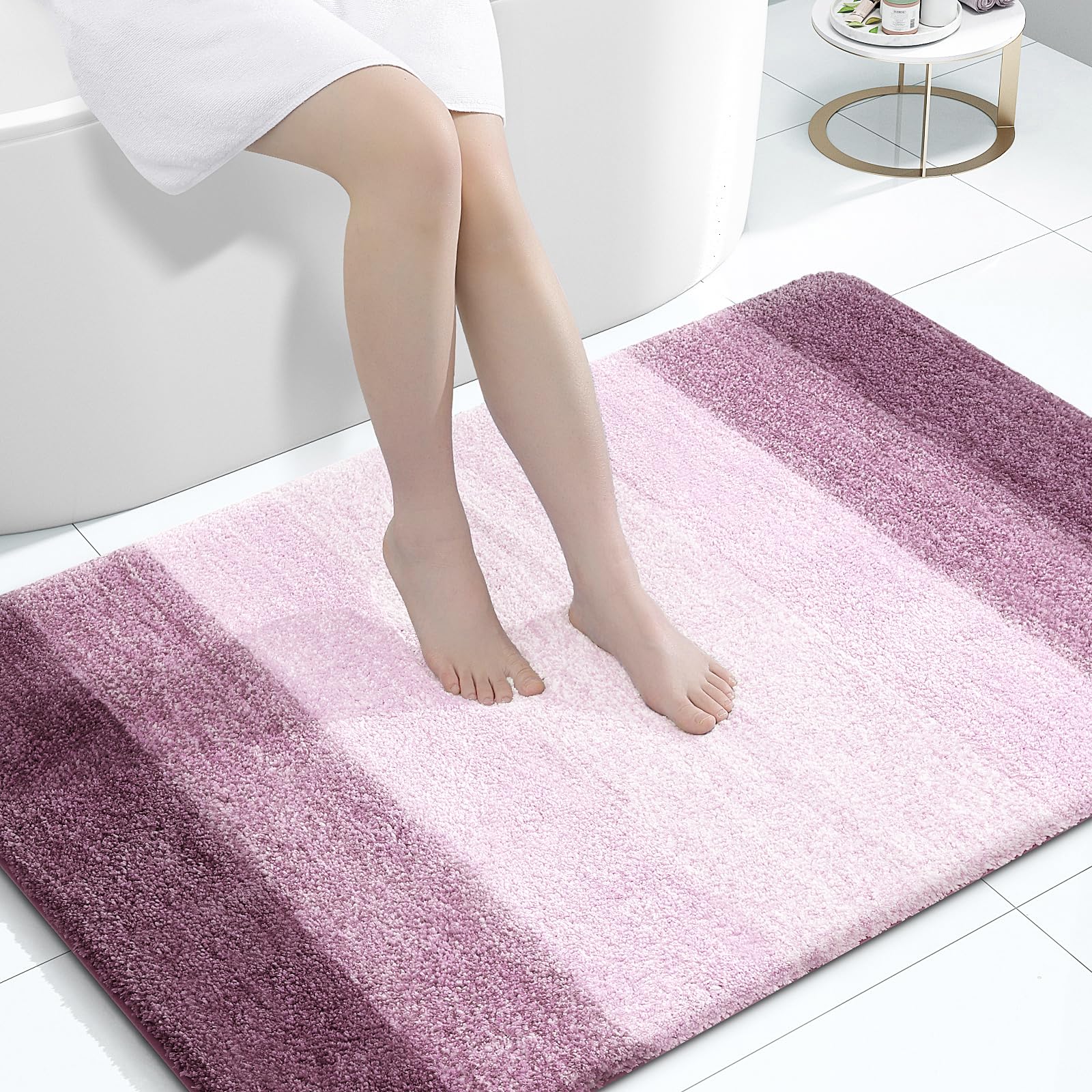 OLANLY Large Bathroom Rugs 44x32, Extra Soft Absorbent Microfiber Bath Rugs | Mauve, Non-Slip Quick-Drying Rubber Backing, Washable Plush Bath Mat for Floor, Tub and Shower, Home Decor Accessories