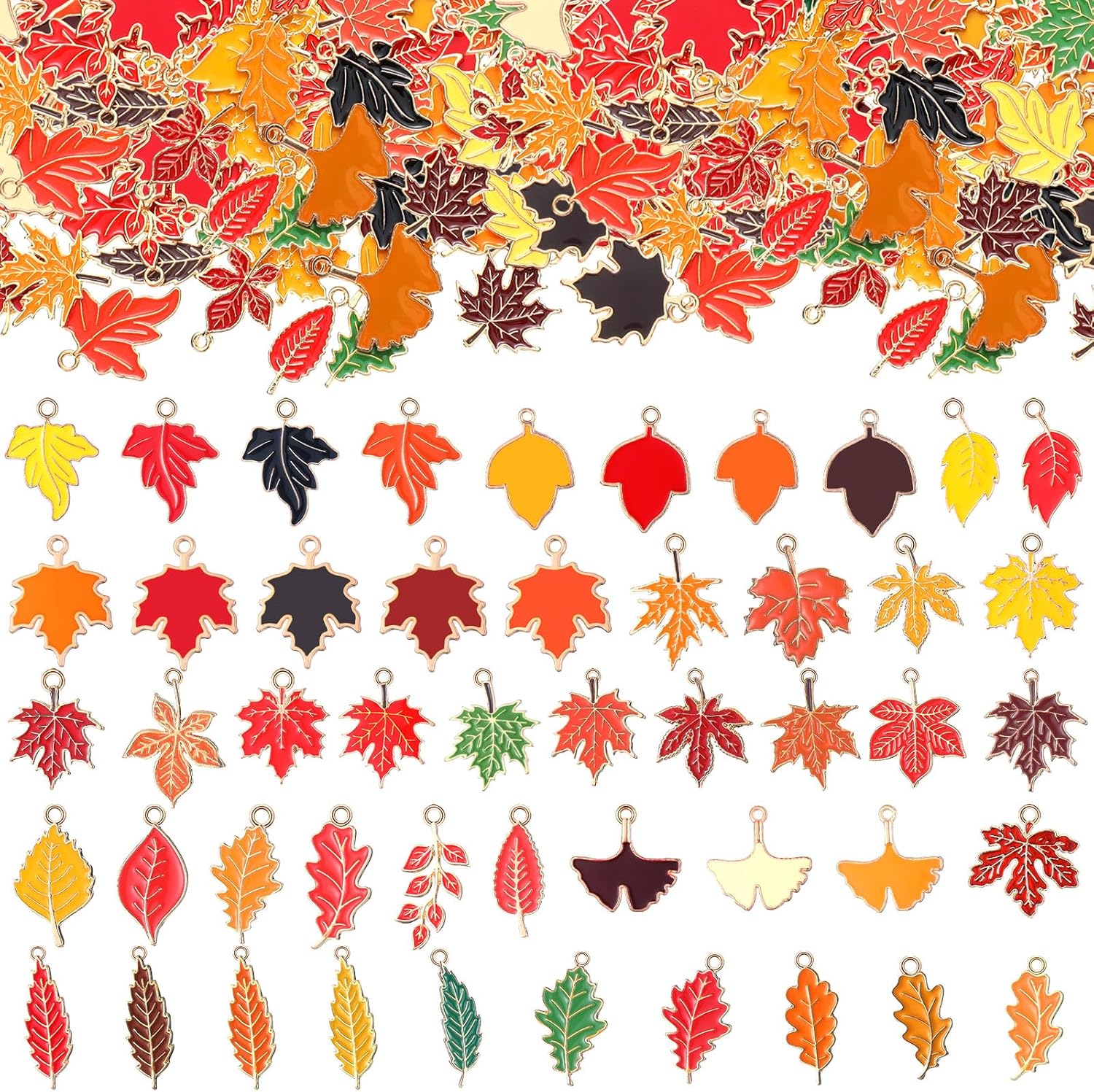 Cunno 150 Pcs Thanksgiving Charms for Jewelry Making Maple Leaf Fall Charms Bulk Autumn Pendants Bracelets Necklaces Earrings DIY Craft Supplies Holiday Decor