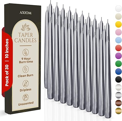 Miniatura 70 de Axiom Candles Velas altas sin goteo de 10 pulgadas sin perfume y sin humo, 9 horas de tiempo de combustión, velas cónicas para el hogar, cenas