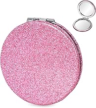 Colexy Tragbarer Taschen Spiegel, 7cm Runde Taschenspiegel, Glänzend Taschenspiegel Mädchen, Doppelseitig Schminkspiegel mit 2X Vergrößerung, Handspiegel Klein Perfekt für Make-up und Reisen (Rosa)
