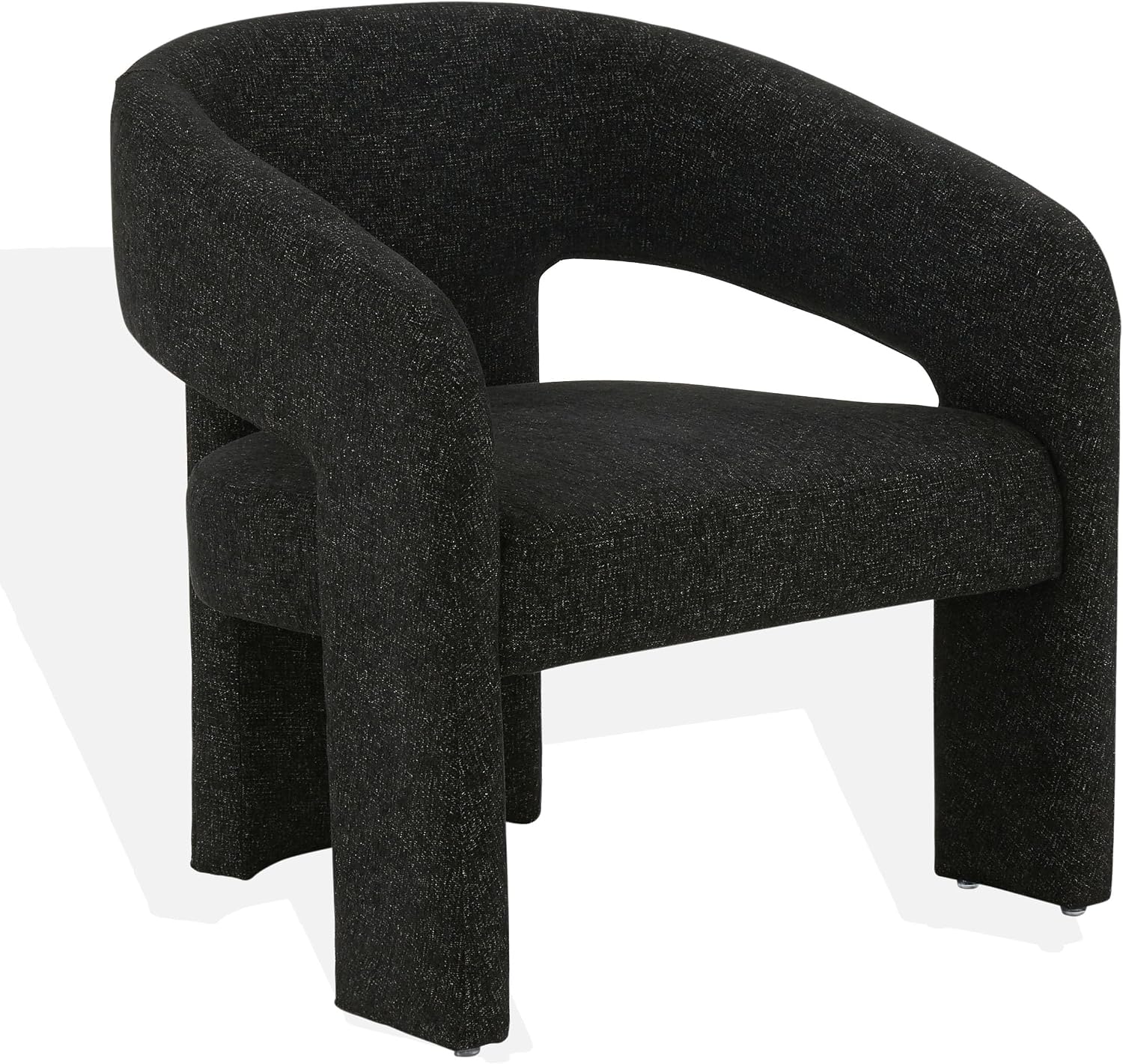 SAFAVIEH Couture Collection Roseanna Modern Black Linen Accent Chair for Living Room, Home Office, Study, Bedroom (Fully Assembled)