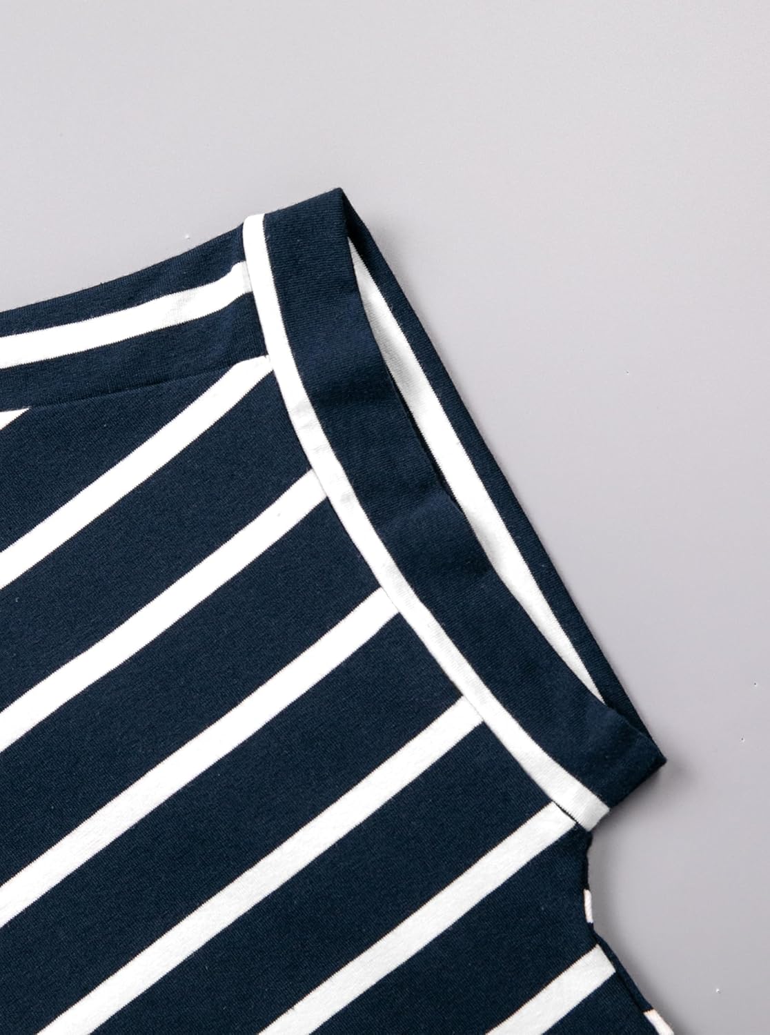 LilyCoco Womens Short Batwing Sleeve Striped Shirt Crew Neck Tops Casual Loose Fit Tee - Image 5