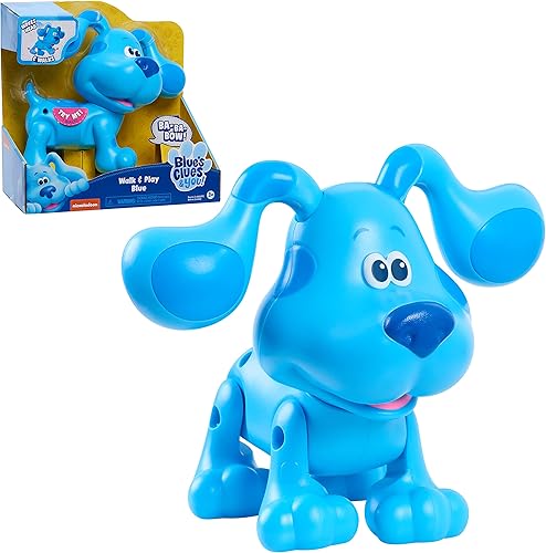 Just Play Blue's Clues & You! Walk & Play Blue - Mascota interactiva para caminar y ladrar, impresión especial de patas brillantes, juguetes para
