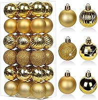 Vista 21 de Adornos de Navidad marrones de 1.57 pulgadas para árbol de Navidad, 36 piezas de mini esferas inastillables, decoración de árbol de Navidad, bolas
