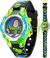 Disney Pixar Toy Story Buzz Lightyear Kids Flashing LCD Watch - Light-Up Dial, Durable Space Strap, Ages 4+