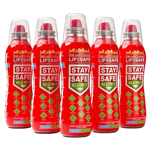 LifeSafe Technologies StaySafe Spray Extintor de Incendios Portátil Todo en 1  Spray Extintor de Incendios Compacto que Sofoca 10 Tipos de Incendios