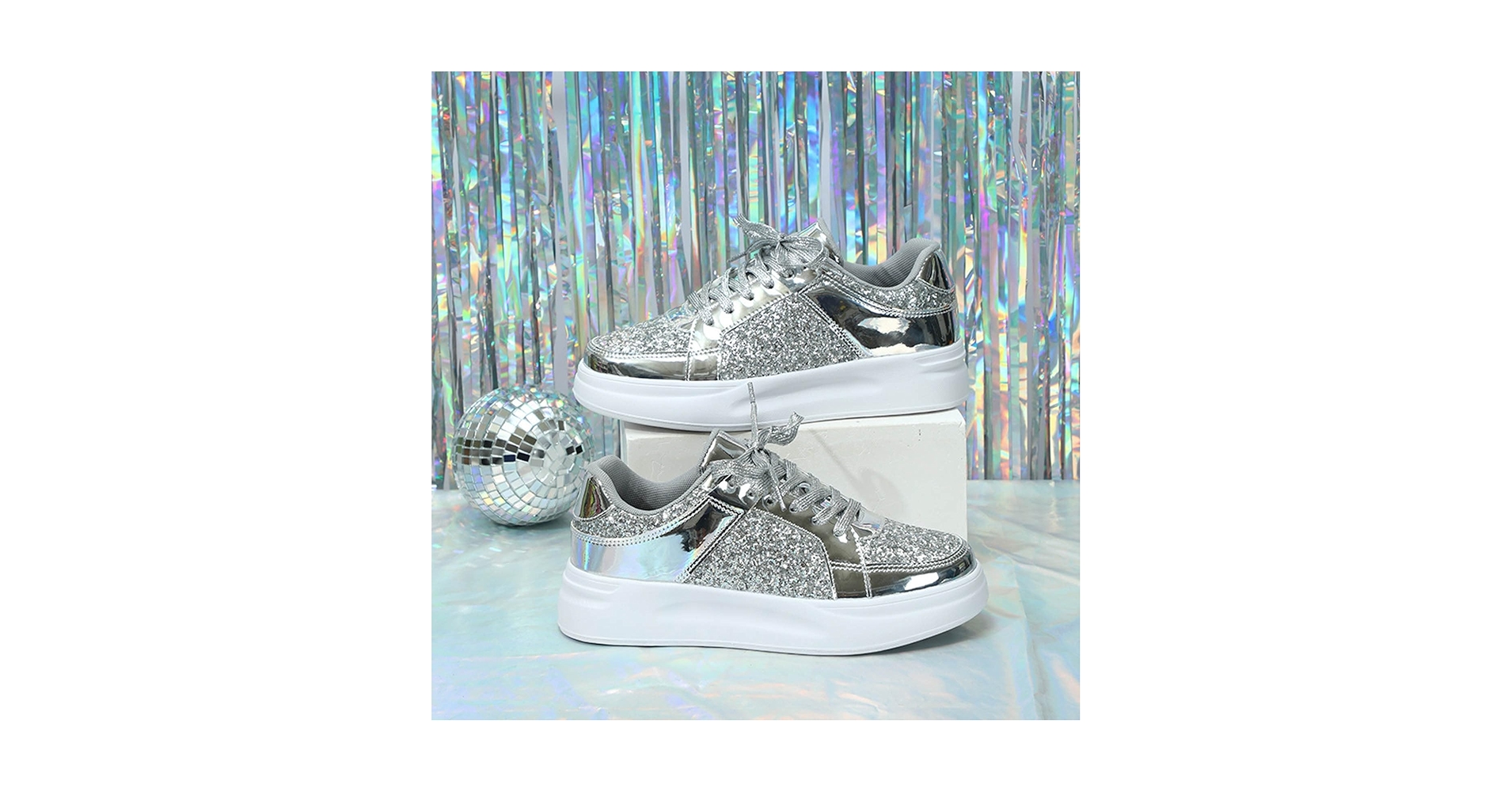 Amazon.com: Women's Platform Glitter Fashion Sneakers Dressy