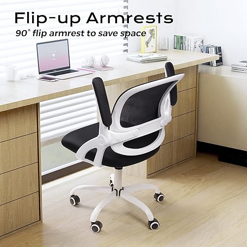 Miniatura 6 de KERDOM Silla de oficina, silla de escritorio ergonómica, silla de computadora de malla ajustable, cómoda silla giratoria con ruedas y brazos