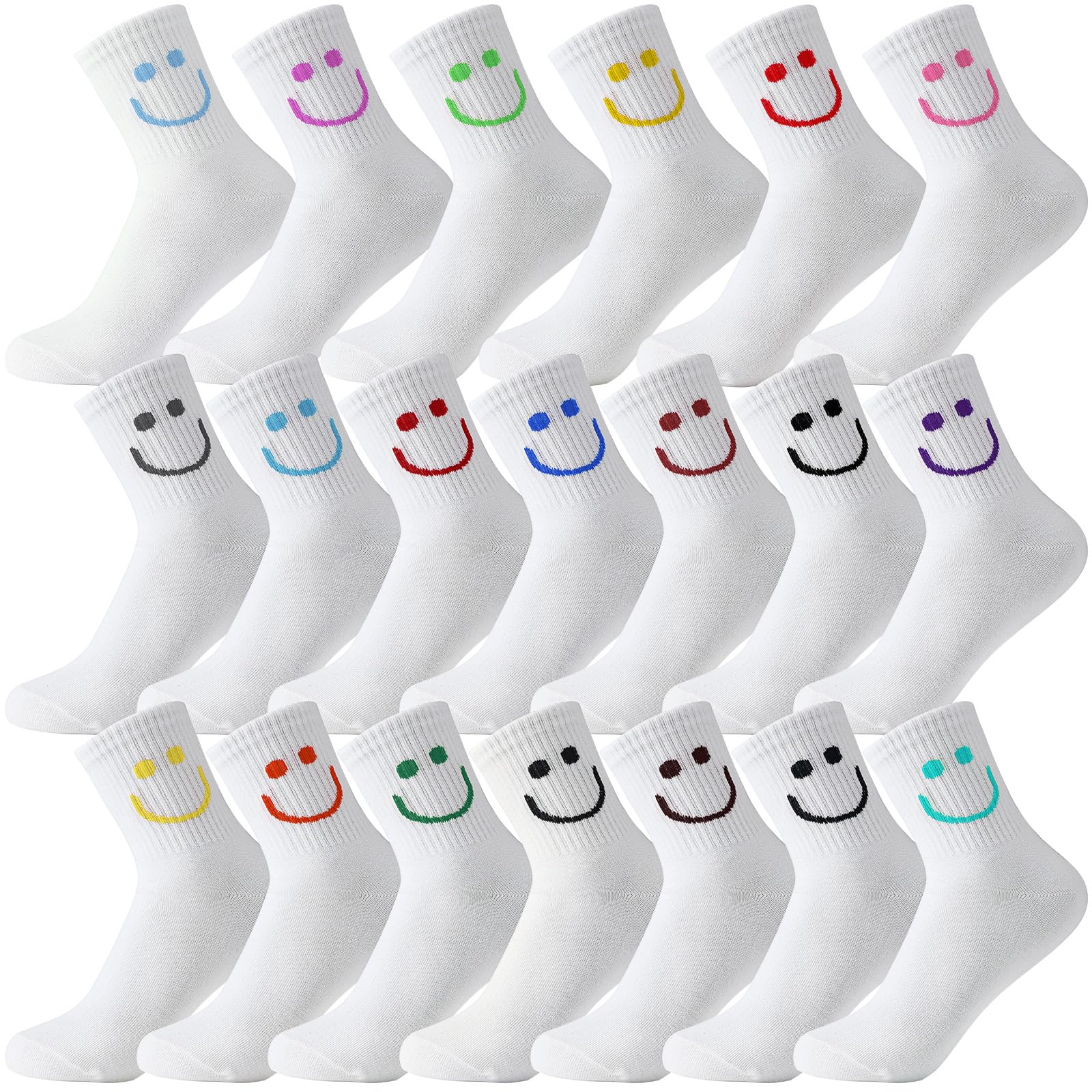 Cuffbow Paquete de 20 calcetines Crazy Funny Emotion para mujer, calcetines de algodón suave, 20 diseños divertidos diferentes