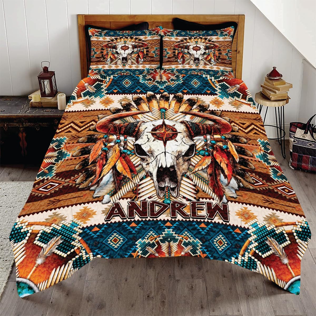 Custom Dream Catcher Quilt Bed Set – Western Bedding Sets Full, Native Quilt Bedding Set, Native Print Western Quilt for Bedroom, Gifts for Native Lover Bedroom Decor (Dream Catcher #3, 5 sizes)