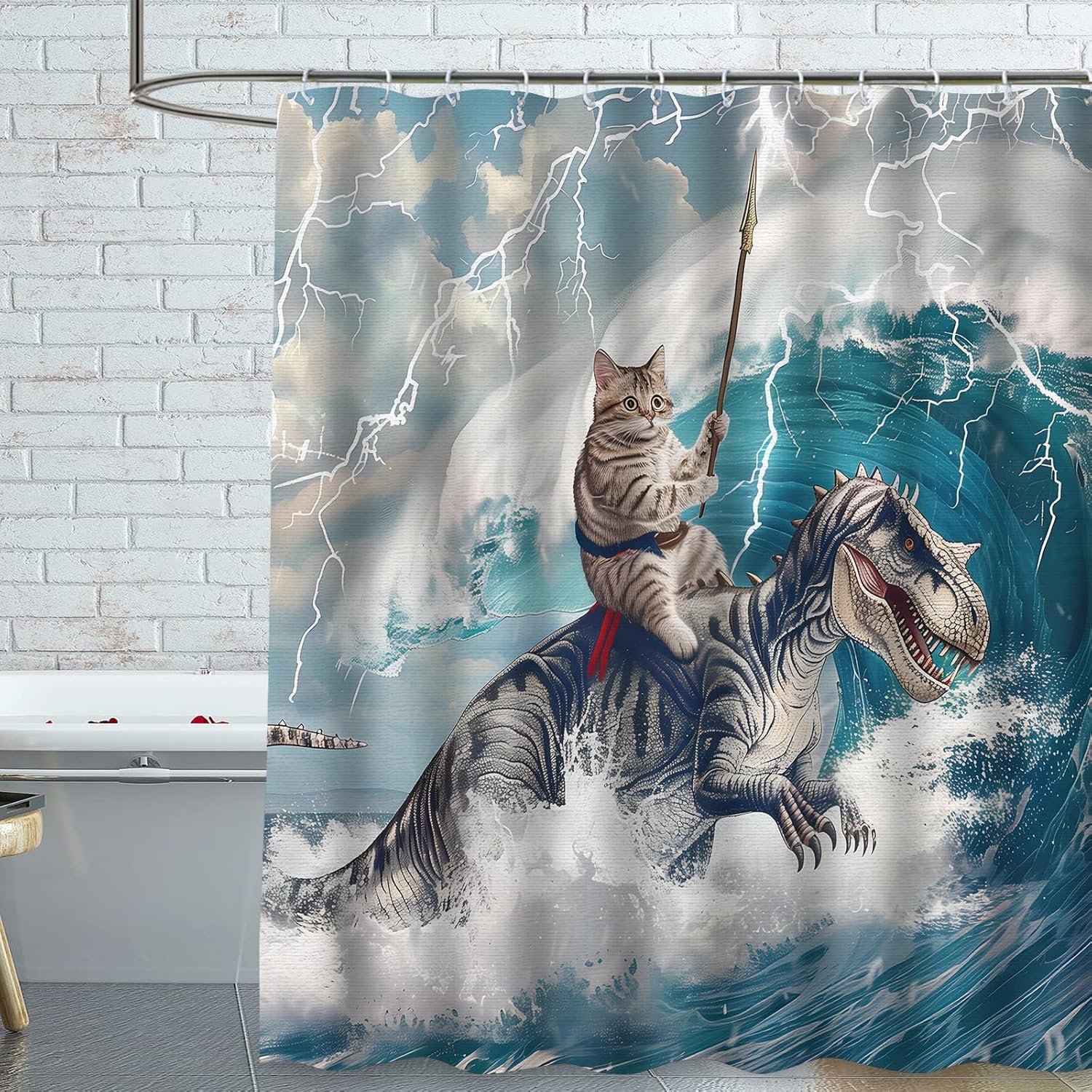 cromcu Funny Cat Shower Curtain for Bathroom Cool Cat