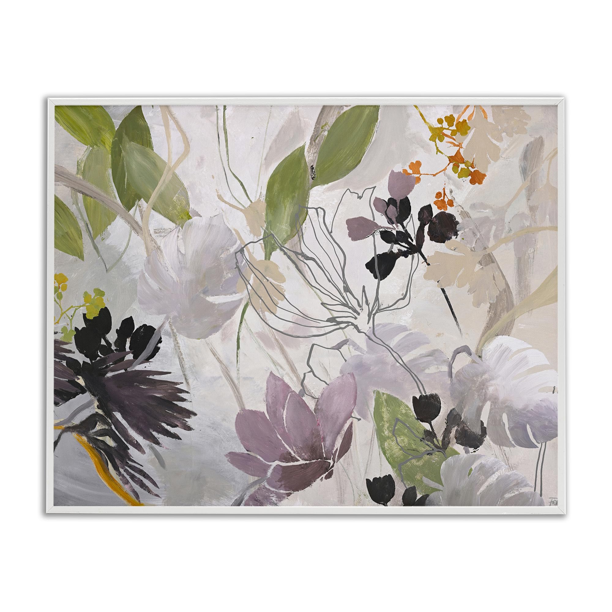 Art Giclée encadrée de qualité supérieure motif blanc botanique