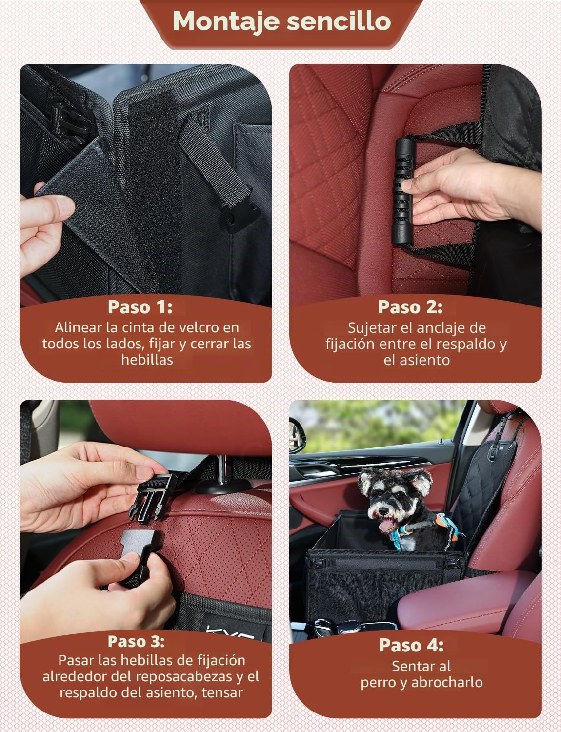 KYG Asiento de coche para perros – particularmente estable, impermeable, antideslizante y resistente a los arañazos para perros de talla pequeña – para pasajero y asiento trasero (negro)