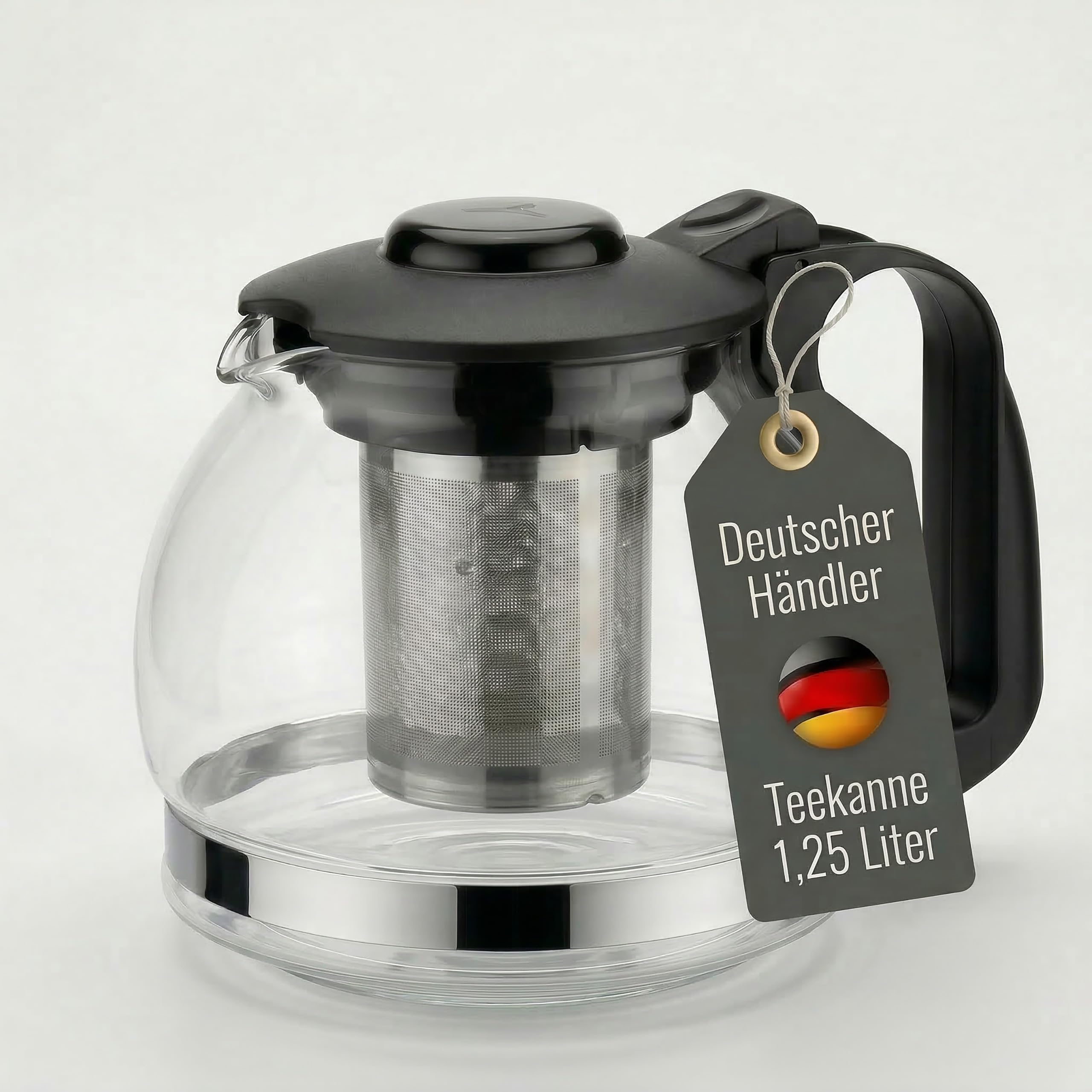 Lantelme Teekanne Borosilikatglas mit Deckel 1,25 Liter mit Siebeinsatz tropffrei und hitzebeständig | Glaskanne für Kräutertee Früchtetee und Teezubereitung | Glas Kanne mit Sieb für Tee und Kaffee