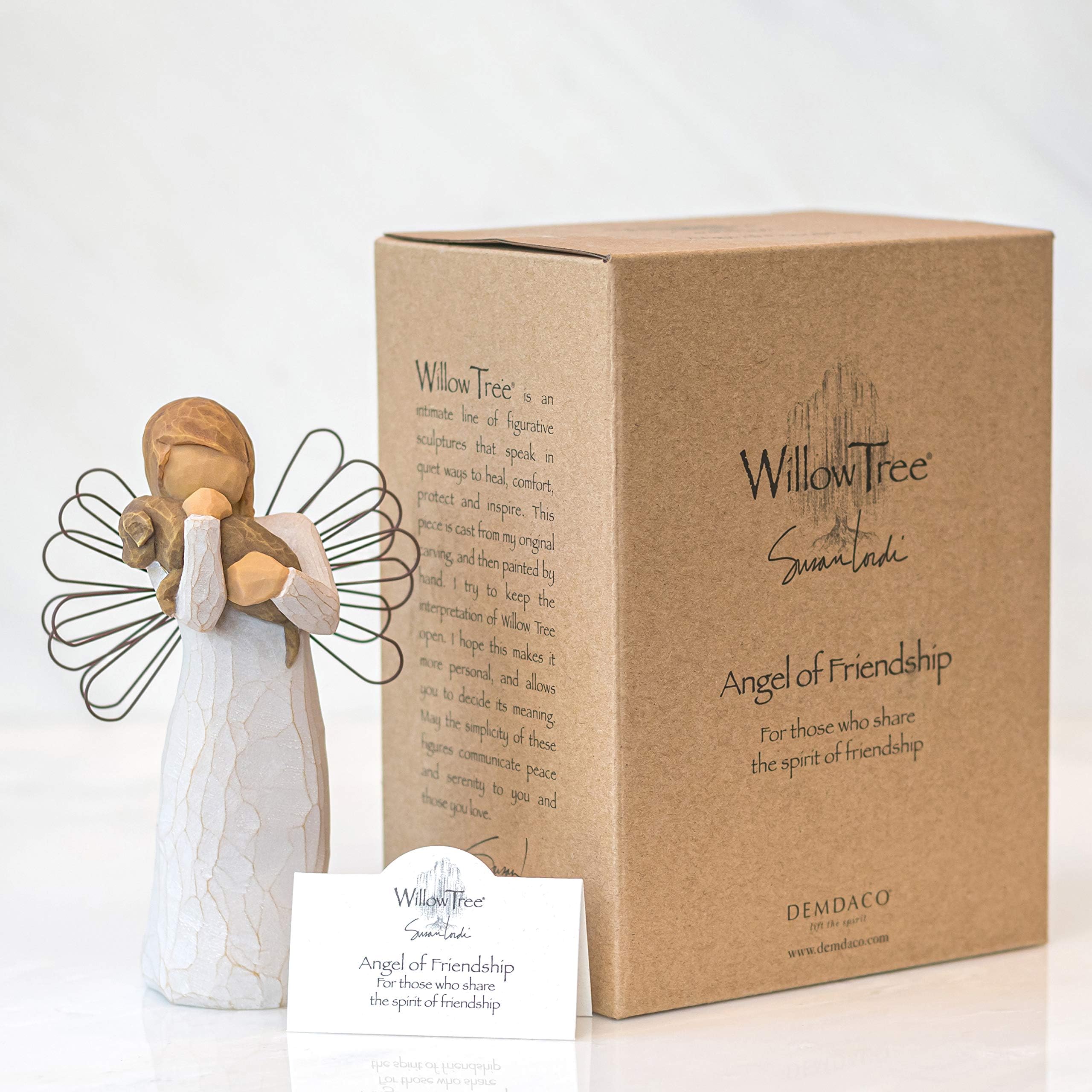 Willow Tree Figurina Angelo Dell'Amicizia, Resina, Design Di Susan Lordi, 13 Cm, Beige (Natur)
