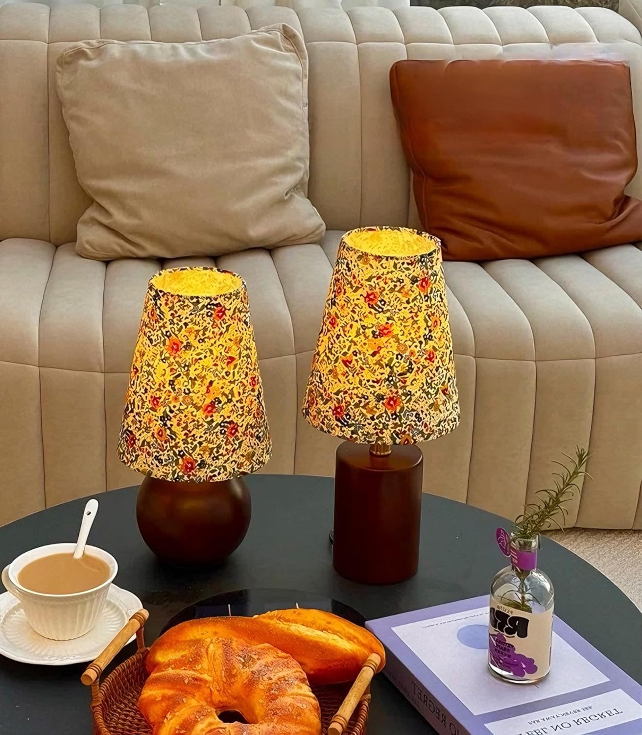 Retro Classic Desk Lamp Bohemian Style, Fabric Lampshade and Wooden Lampholder, Retro Country Style Traditional Bedside Table Lamp, Children's Tenant Hall Office Dormitory Desk