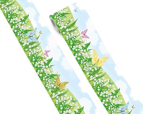 Vista 251 de FLFK Calcomanías de pared para despegar y pegar, para habitación de los niños, calcomanías de peces bajo el mar, 4 x 240 pulgadas (azul)