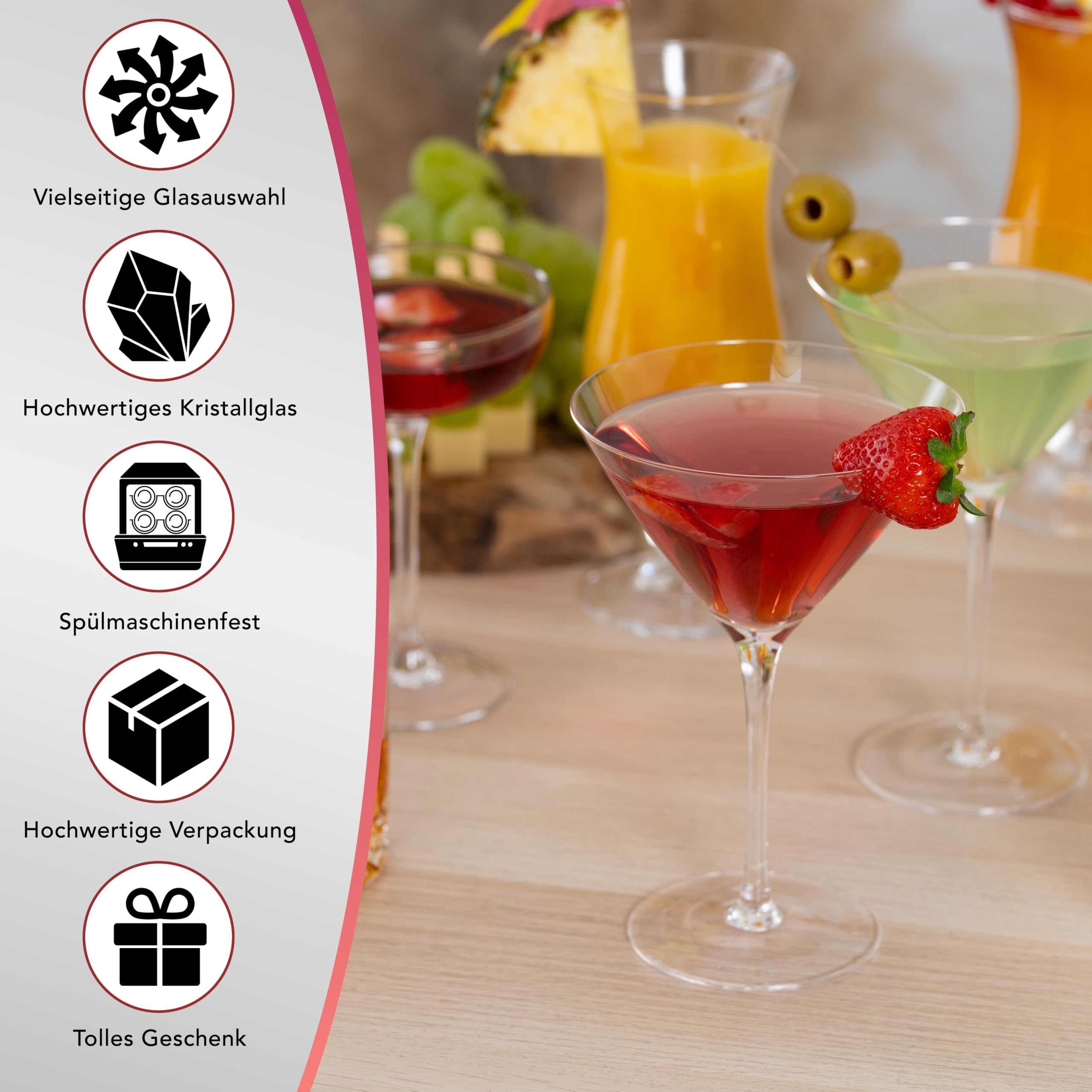 Cocktail Gläser Set 14-teiliges Set mit verschiedenen Gläsern | Hochwertig und langlebig | Spülmaschinenfest und vielseitig einsetzbar | Ideal für Zuhause und Gastronomie