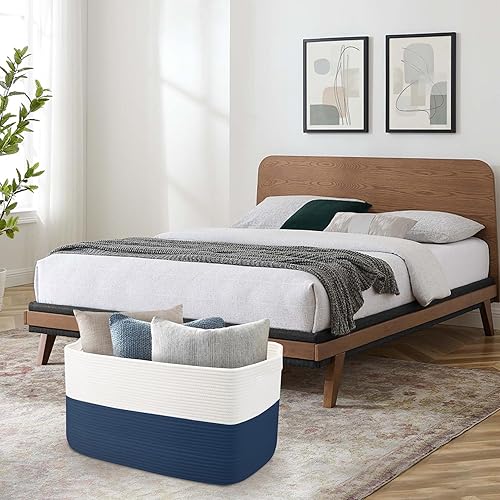 Miniatura 6 de MEGASKET Cesta rectangular extragrande de cuerda, 23.6 x 15.7 x 14.1 pulgadas, cesta de almacenamiento de toallas, cesta de almacenamiento de ropa