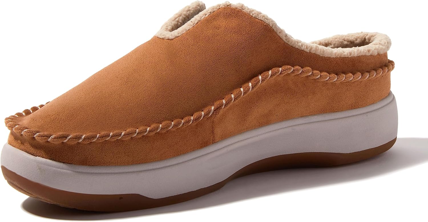 Dearfoams Men's Elm All Day Comfort Slip On Water Resistant Clog, Whiskey, 10