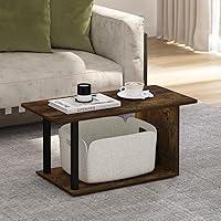 Vista 23 de Mesa de centro de diseño simple Furinno 11179GYW/BK, Material Reciclado, Café Oscuro