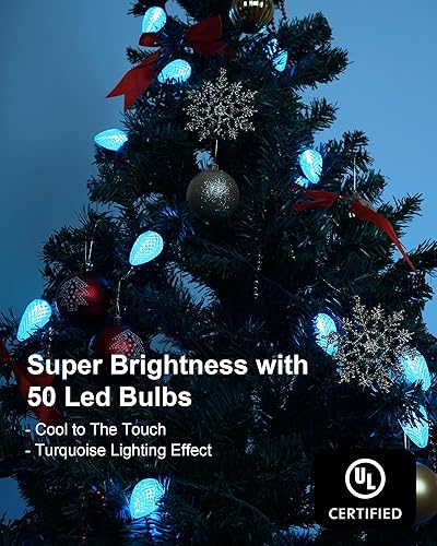 Miniatura 9 de C9 - Tira de luces LED facetadas de Navidad, 33.3 pies, 50 luces LED conectables para exteriores e interiores, luces navideñas multicolor para casa,