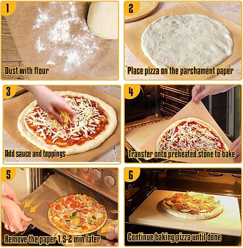 Miniatura 5 de AIERSA Hojas de papel pergamino para horno, 100 piezas antiadherentes para parrilla, papel para hornear de piedra de pizza rectangular, mantiene la