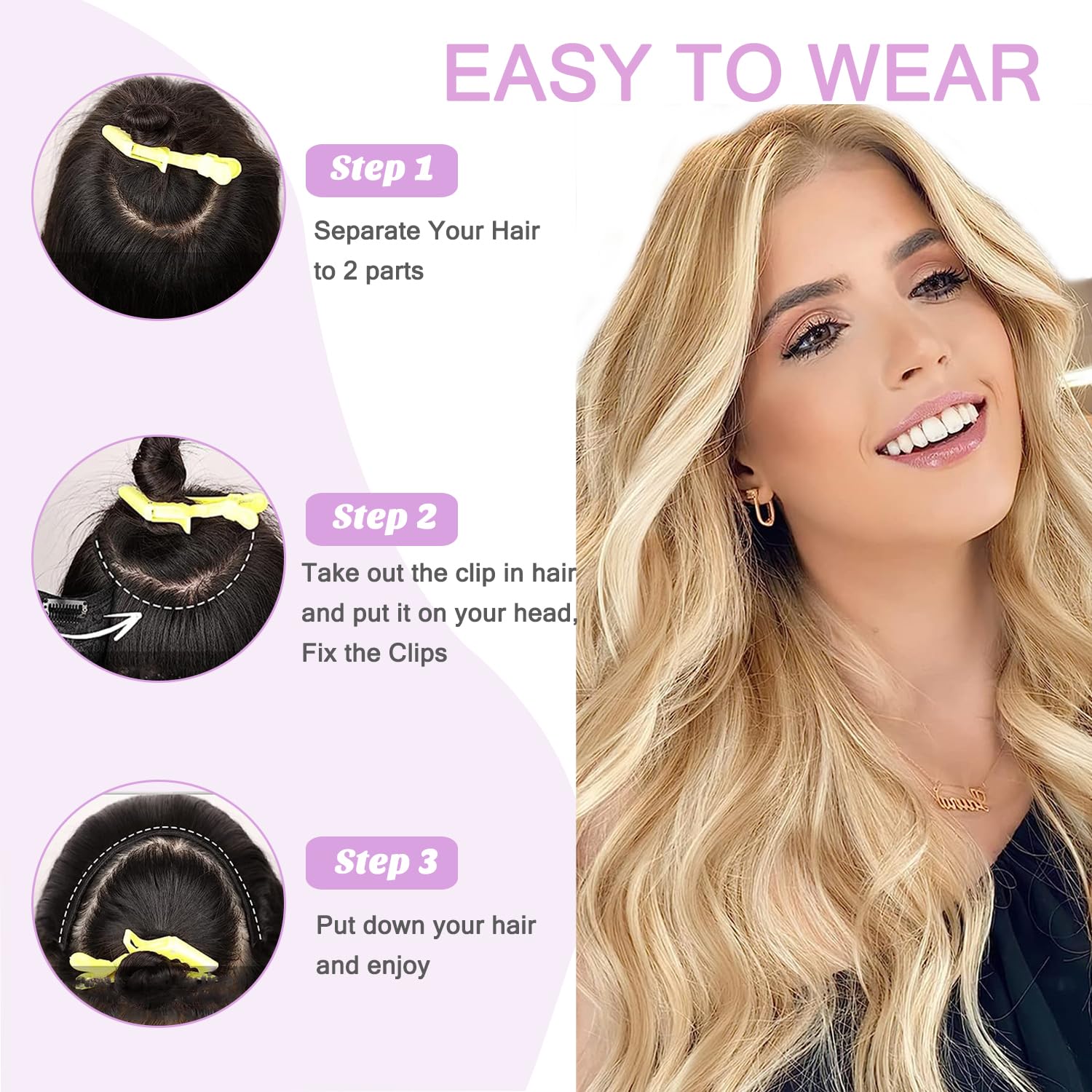 Amazon.com : Balayage Blonde Clip in Hair Extensions  display picture 1