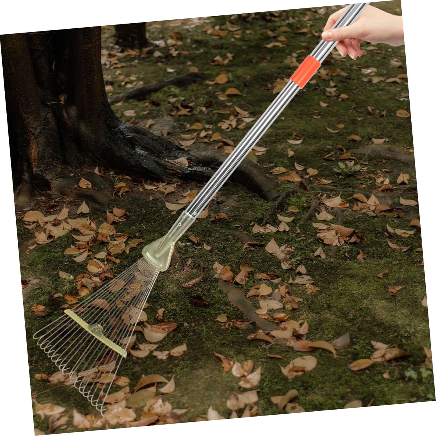 balacoo Portable Retractable Leaf Rake Tines Stainless Steel Handle for Gardening and Lawn Care Compact Garden Tool for Efficient Leaf Collection and Debris Cleanup