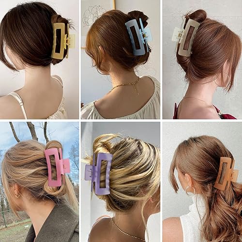 Miniatura 13 de Pinzas grandes para el cabello de 4 pulgadas, 6 clips cuadrados grandes para cabello grueso, accesorios rectangulares antideslizantes