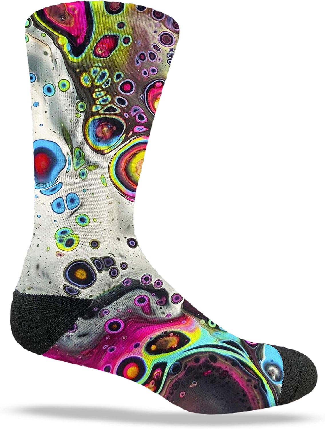 MOXY Socks Cosmic Journey Psychedelic All-Over Dye Sublimated Crew Socks – High-Definition Galaxy Print, Reinforced Construction, and Comfortable Everyday Crew Fit for Men & Women