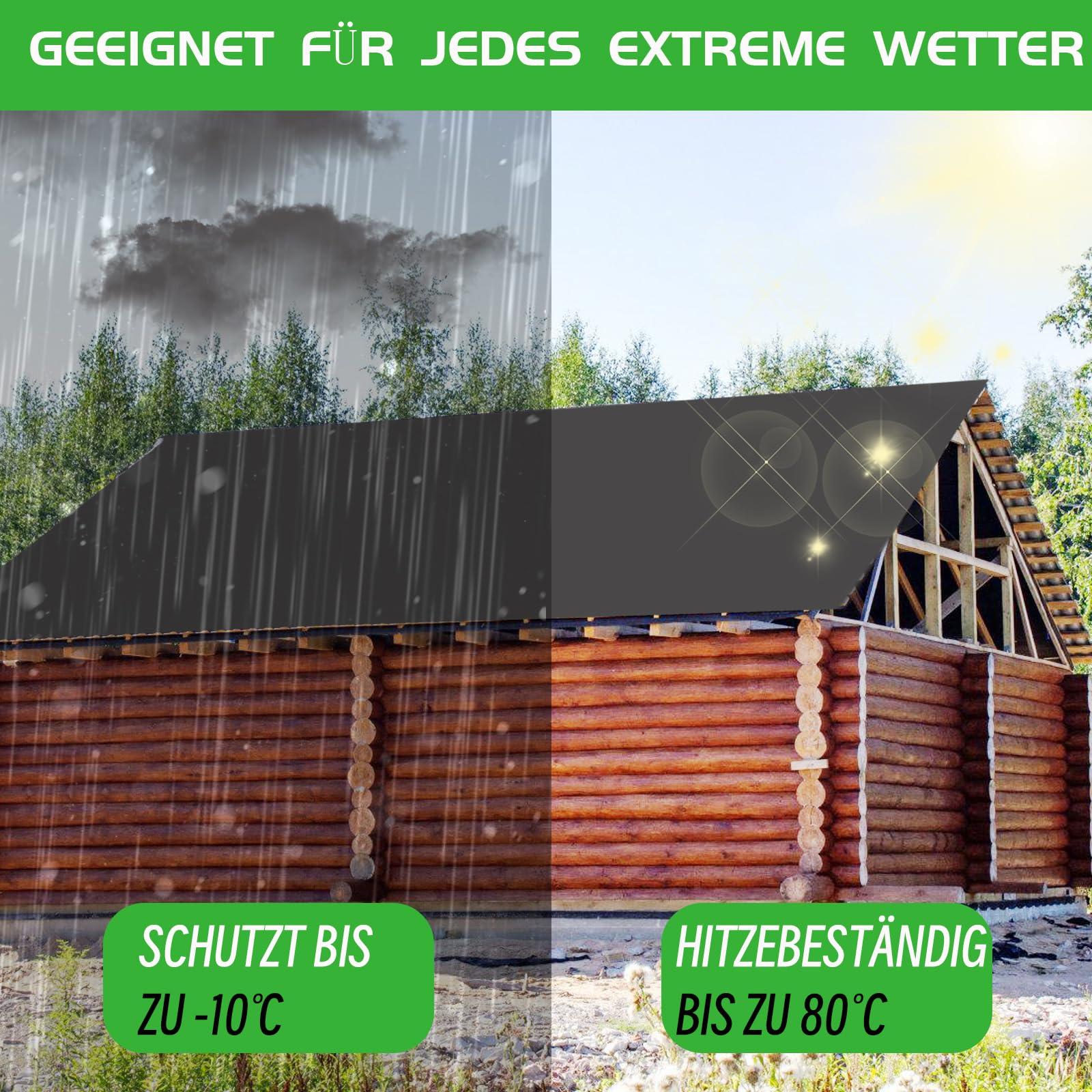 Warmfay EPDM Dachfolie Selbstklebend 1 x 10 m, 1,5 mm Stärke, UV Beständig & Wasserdicht