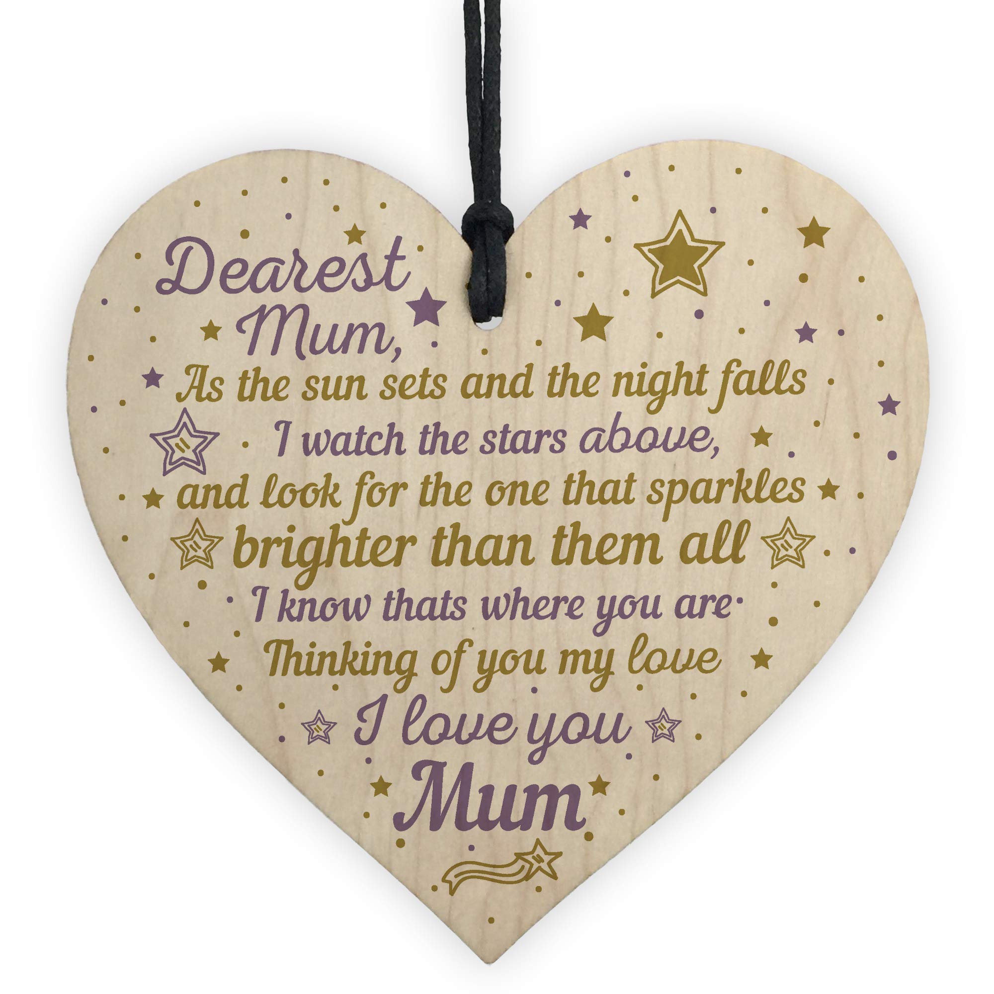 RED OCEAN Mum Memorial Bauble Plaque Birthday Christmas Tree Decoration Wooden Heart Gift