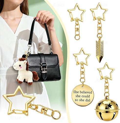 Miniatura 10 de AUEAR, Llavero de metal con resorte para llavero de bricolaje, hebilla colgante y bolsa accesorios creativo llavero (30 piezas, diseño en forma de