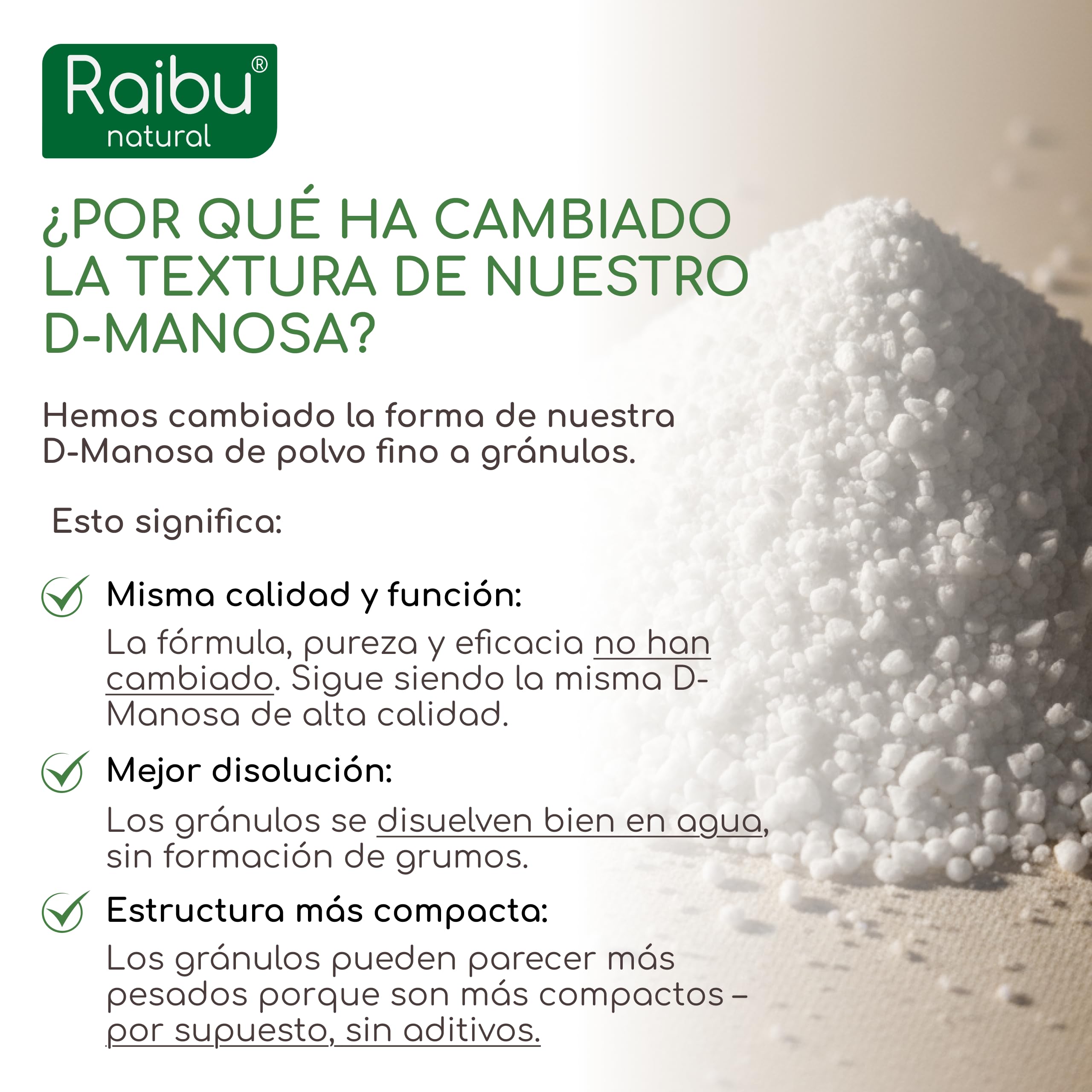 RAIBU Polvo de D Manosa 250g - Polvo de D-Manosa envasado y verificado por laboratorio en Alemania I Natural, Vegano,Sin Aditivos I Incluye Cucharita Dosificadora