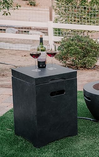 Miniatura 6 de Kante RMFP-T01-60121 - Caja de almacenamiento cuadrada de 23.6 pulgadas de alto, color carbón ecológico, hormigónmetal para exteriores, resistente a