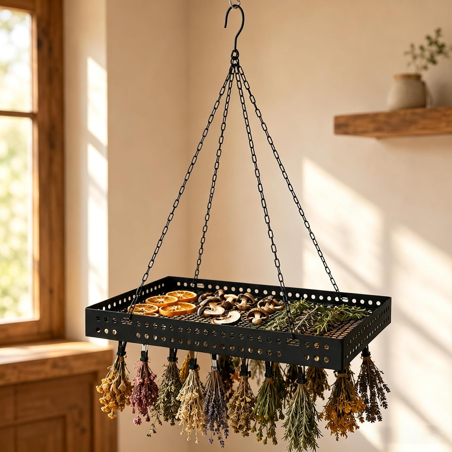 Tnstbiee Metal Mesh Herb Drying Rack,Flatten & Hang for Fruit Meat Drying