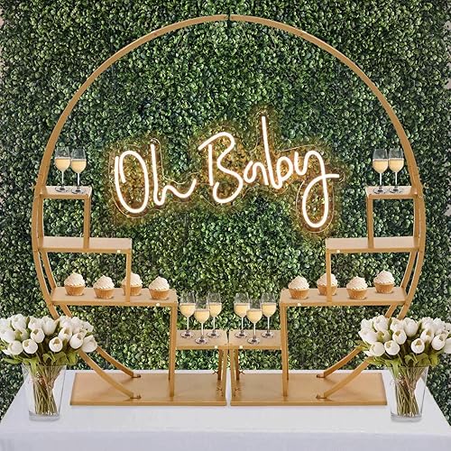 Miniatura 1 de Efavormart - Soporte hexagonal grande de metal dorado para postres para tartas y postres, telón de fondo de arco de boda, estante para globos,