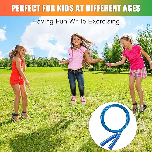 Miniatura 6 de Paquete de 24 cuerdas de saltar coloridas, cuerda de saltar de 7.3 pies para niños, cuerdas de saltar ajustables para exteriores, cuerdas de salto