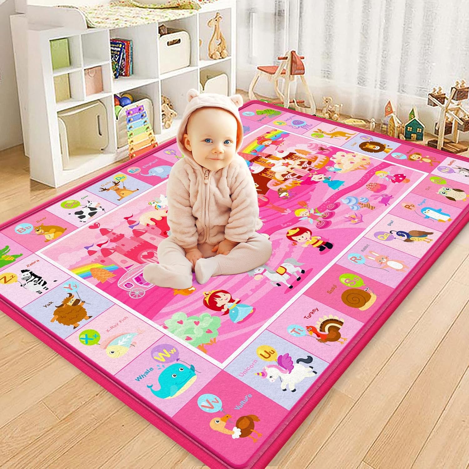 beetoy Baby Cotton Play Mat, Soft Plush Crawling Mat for Floor, 60.6" X