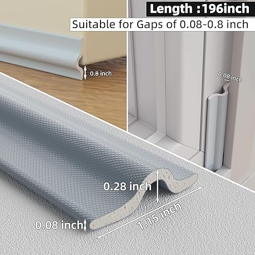 Miniatura 3 de Burlete de 196 pulgadas para ventanapuerta, tapón autoadhesivo de ventana, aislamiento insonorizado para bloqueador de huecos de invierno, tira de
