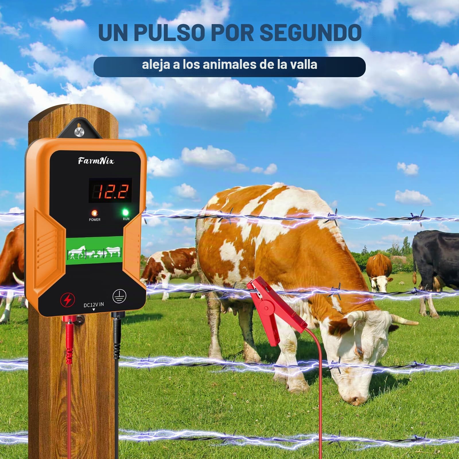 12kV 2J Pastor Electrico con Pantalla LED,Kit Valla Eléctrica 15Km | Cerca Eléctrica Controlador, 220V Cerca Cercado Pastor, Para Proteger Ganado Mascotas Aves De Corral Jardines Y Huertos
